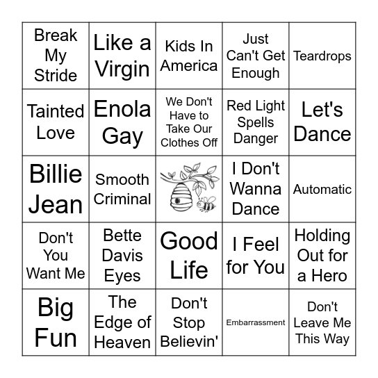 80's Bingo Card