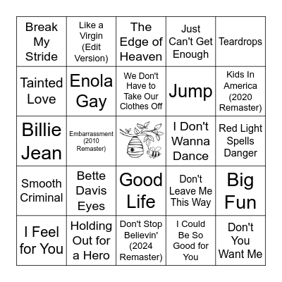 80's Bingo Card