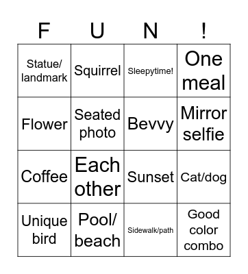 Weekend Bingo Card
