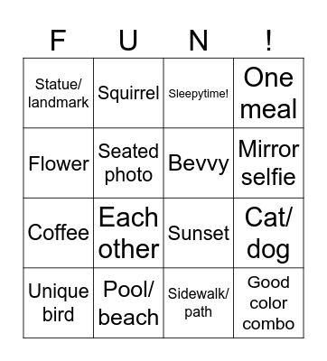 Weekend Bingo Card