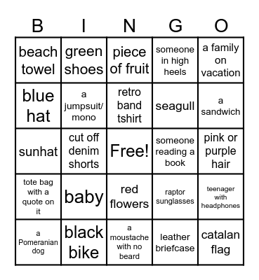 Birthday Train Ride Bingo Card