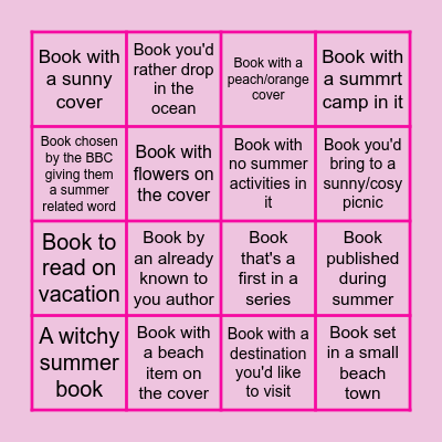BBC summer reading challenge Bingo Card