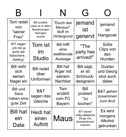 Kaulitz und Kaulitz S2 Bingo Card