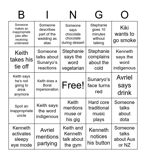 Chiu-y Bingo Card