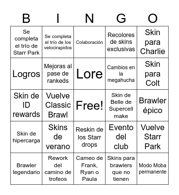 Brawl Talk Bingo Card