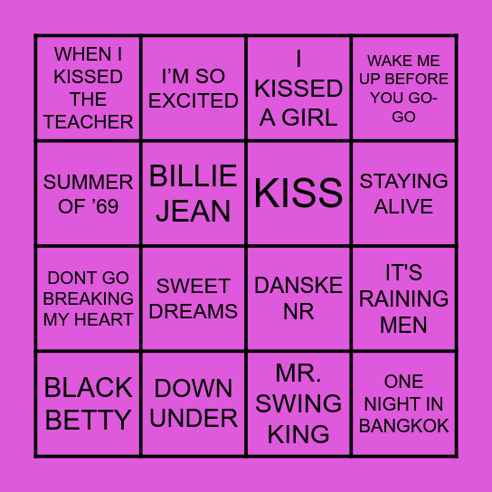 BINGO BOOGIE Bingo Card