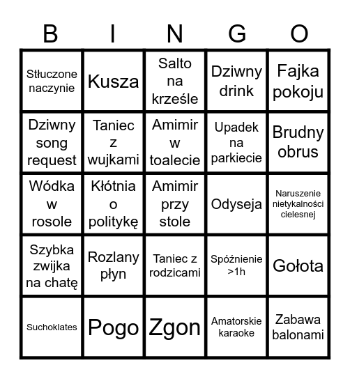 18-stkowe Bingo Pawła Bingo Card