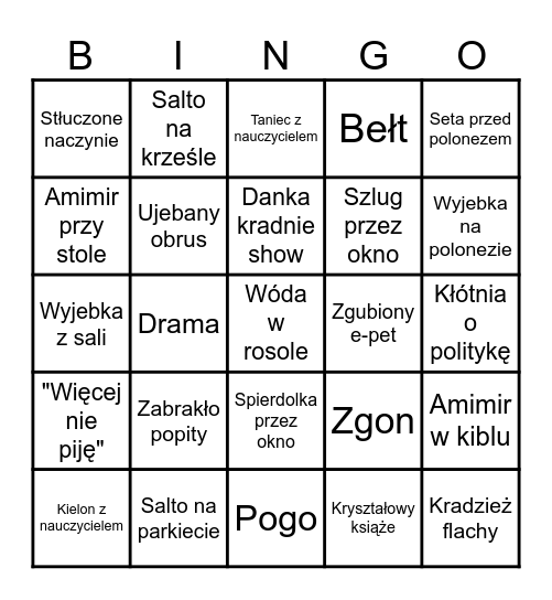 Studniówkowe Bingo Card
