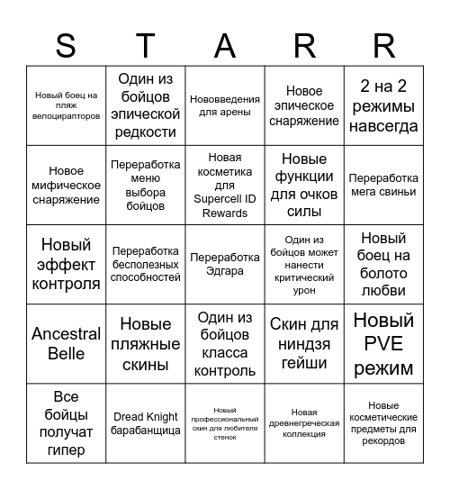 Brawl Talk Bingo Card