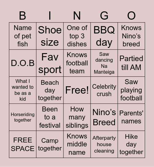 Lory’s Bday Bingo Card