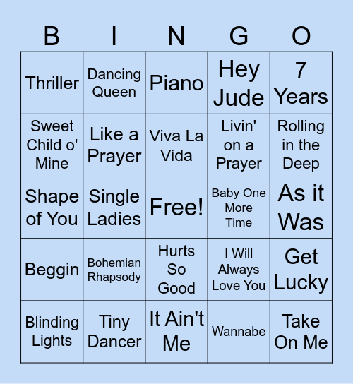 Musikkbingo Card