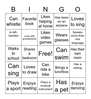 BACK TO SCHOOL Bingo Card
