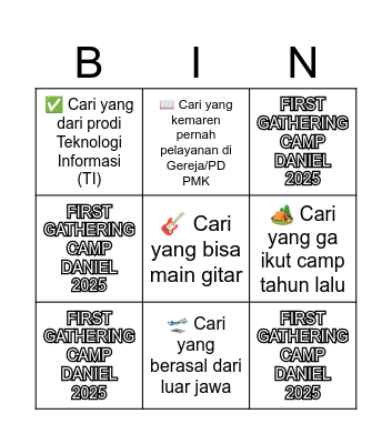 HUMAN BINGO CAMP DANIEL Bingo Card