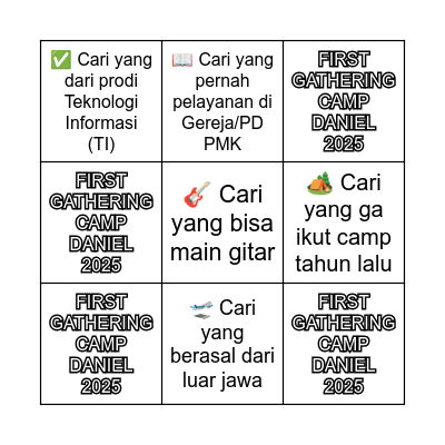 HUMAN BINGO CAMP DANIEL Bingo Card