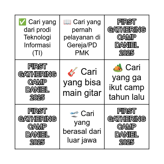 HUMAN BINGO CAMP DANIEL Bingo Card