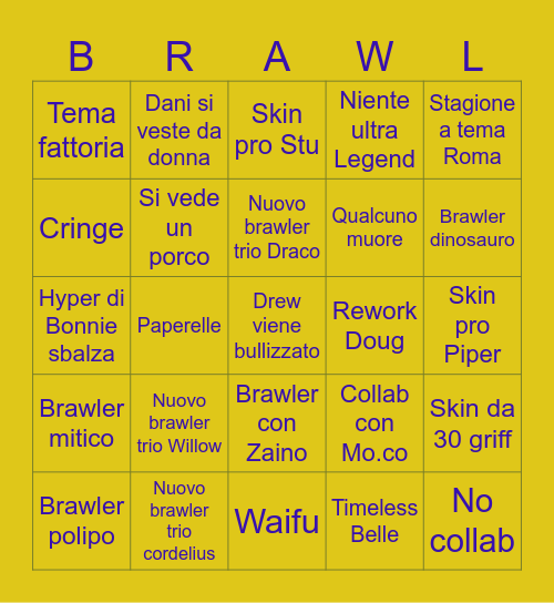 Brawl talk Bingo Card
