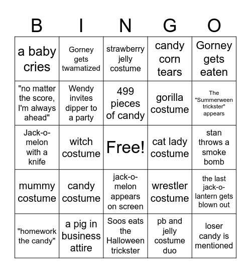 SUMMERWEEN Bingo Card