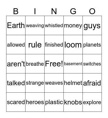 Guys from Space* Bingo Card