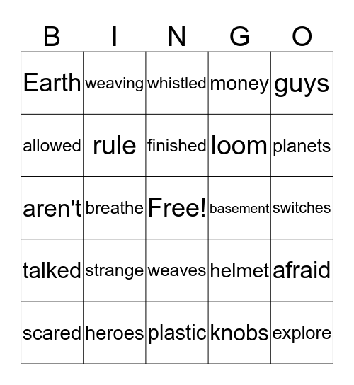 Guys from Space* Bingo Card