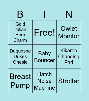 Baby Shower Bingo Card