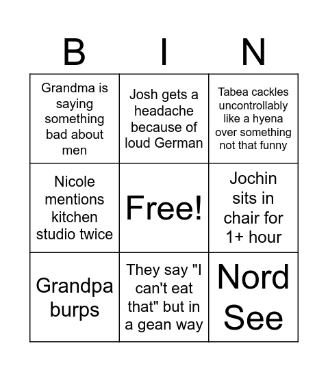 Samira party bingo Card