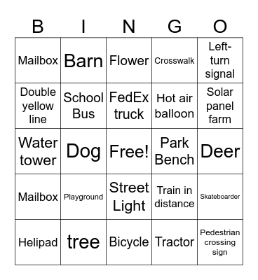 neighborhood Bingo Card