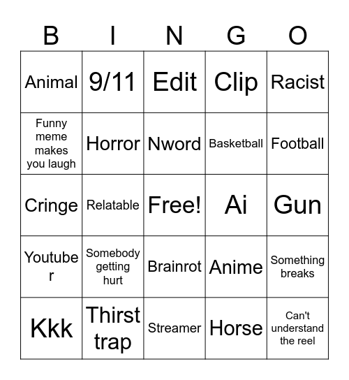 Instagram bingo Card