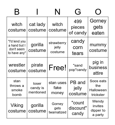 Summerween Bingo Card