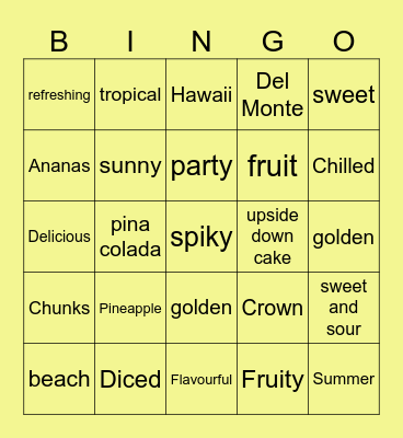 PINEAPPLE Bingo Card