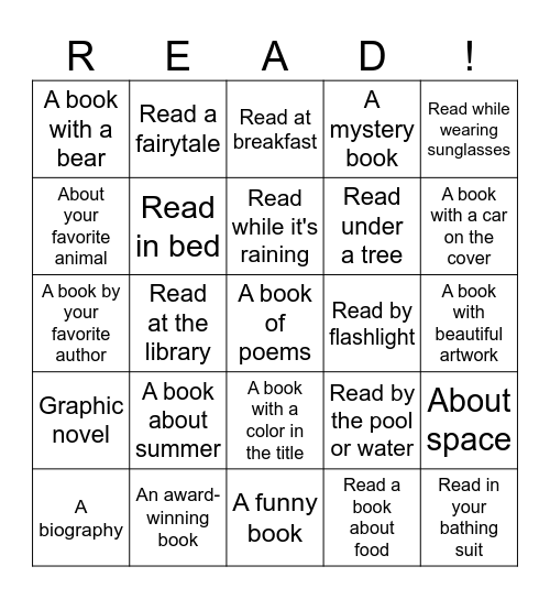 Summer Reading Program for a 26-Year-Old Bingo Card