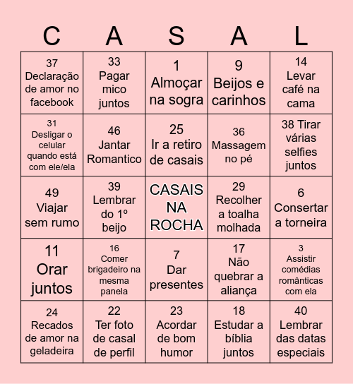 CASAMENTO É... Bingo Card
