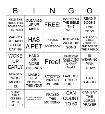 MINI GIRLS RETREAT Bingo Card