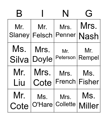 Grade 9 Orientation Bingo Card