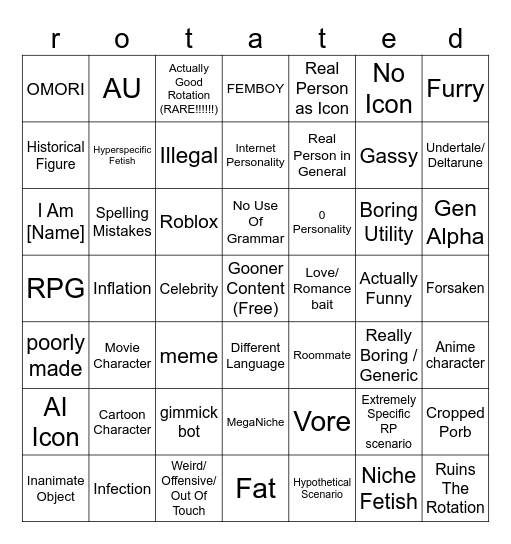 c.ai blunt rotation bingo Card