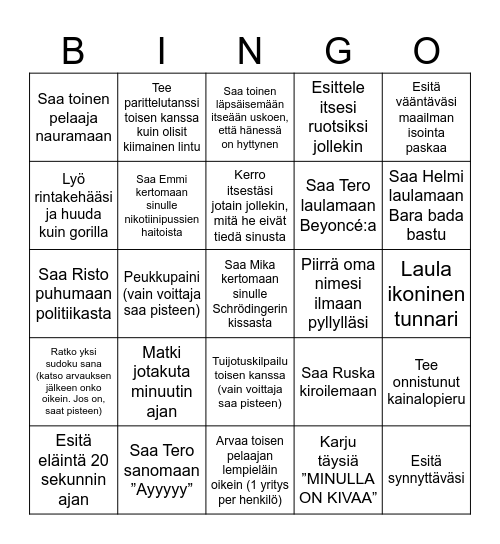 Puliukkojen bingo Card