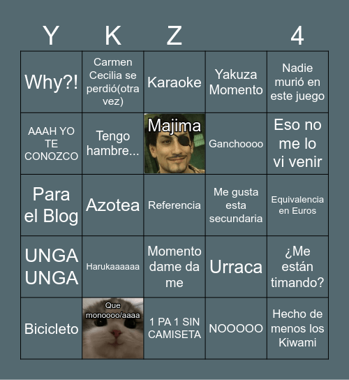Yakuza4 Bingo Card