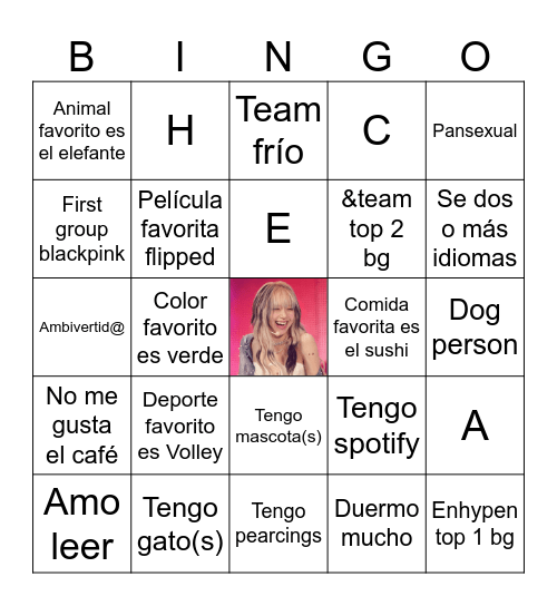 Chae’s Bingo Card