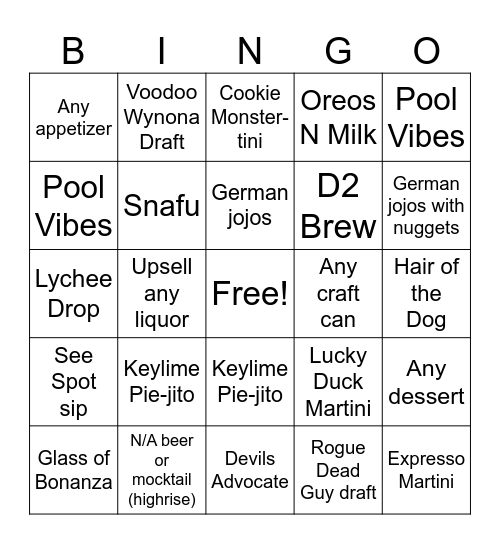 Dog and Duck BINGO Card
