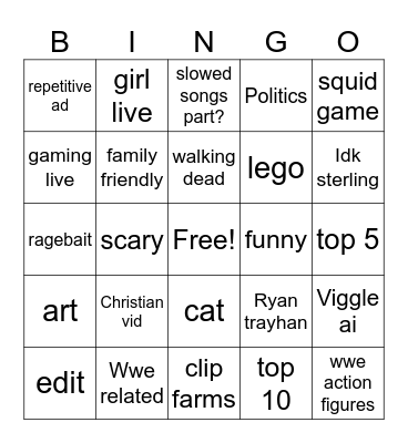 Tiktock bingo Card