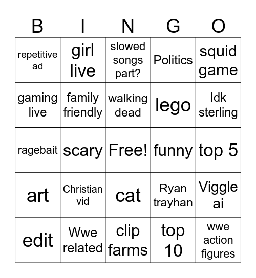 Tiktock bingo Card