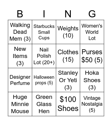 Mam Bingo Card