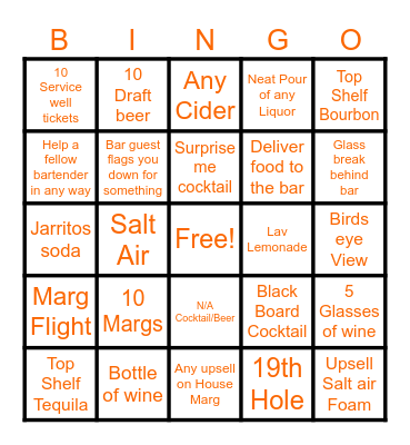 Shaker & Peel LBW Bingo Card