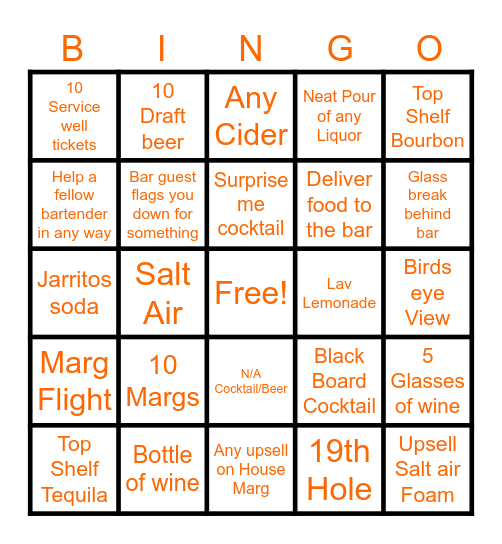 Shaker & Peel LBW Bingo Card