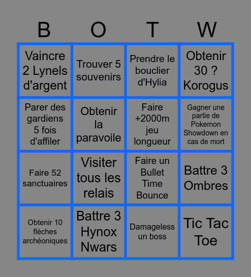 BOTW Bingo Card