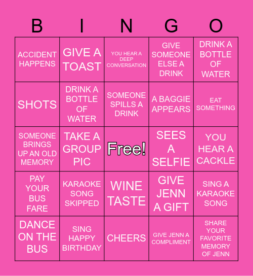 WINE KARAOKE BIRTHDAY Bingo Card