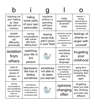 osdd biglo Bingo Card