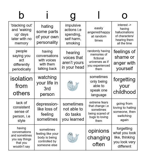 osdd biglo Bingo Card