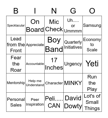 Bull  Bingo Card