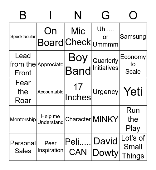 Bull  Bingo Card