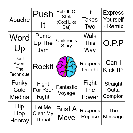 80s Rap Bingo Card